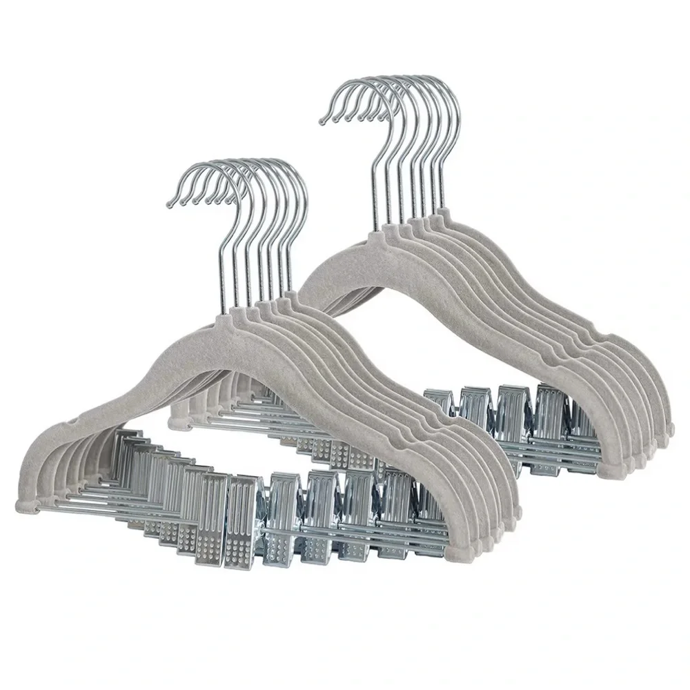12 Gray Kids Velvet Non-Slip Hangers-11